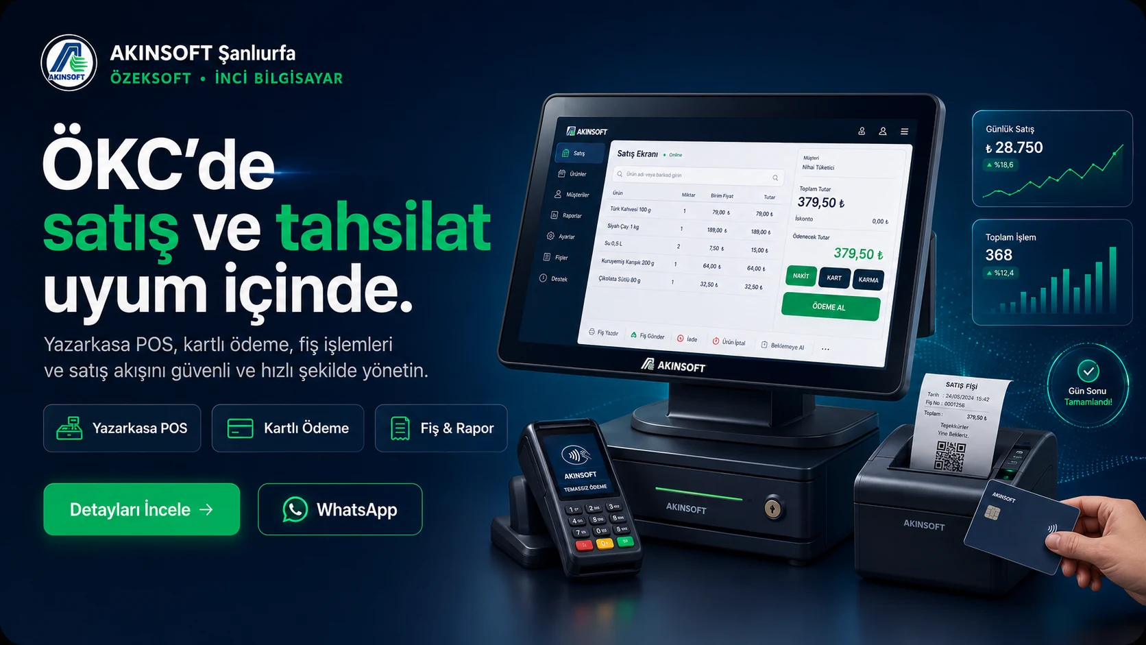 AKINSOFT Şanlıurfa ÖKC ve Yazarkasa POS tanıtım bannerı