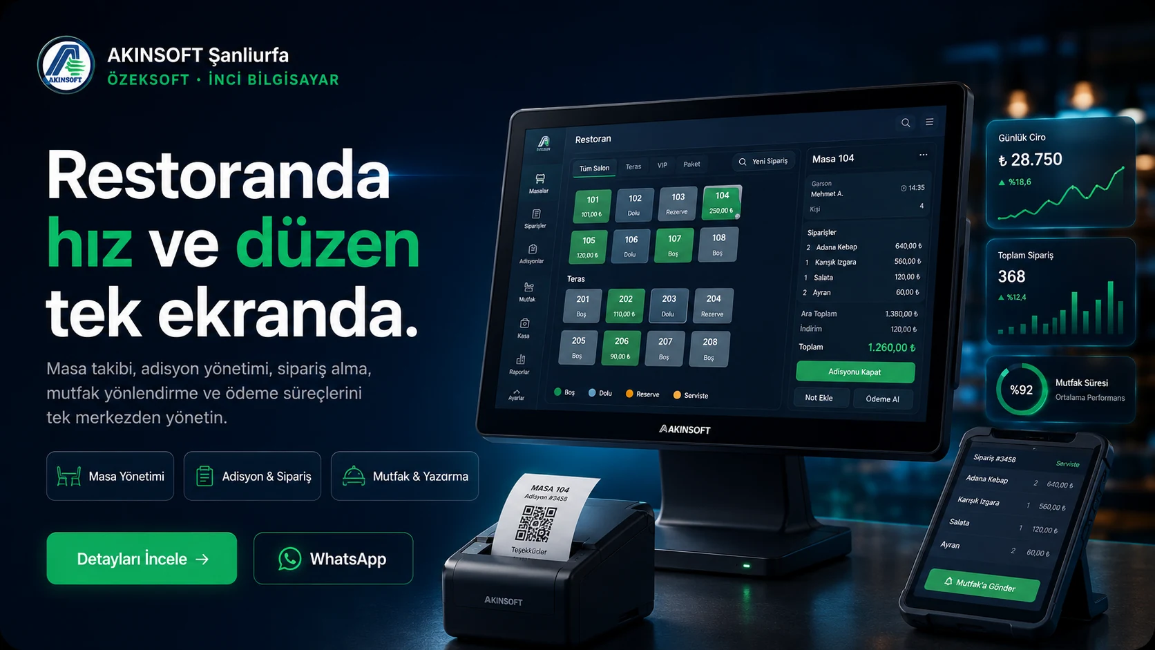 AKINSOFT Şanlıurfa Restoran Otomasyonu tanıtım bannerı